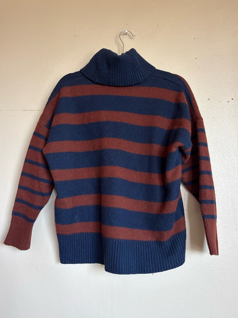 Madewell Striped Wool Blend Turtleneck Sweater Oversized - Picture 3 of 9